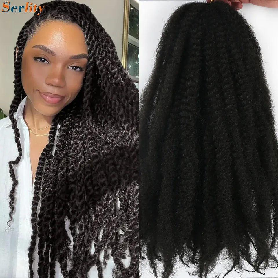 Marley Twist Braiding Hair Pre Stretched 1- 6 Packs Ombre Afro Kinky Curly Crochet Hair for Faux Locs Jumbo Marley Twists Hair