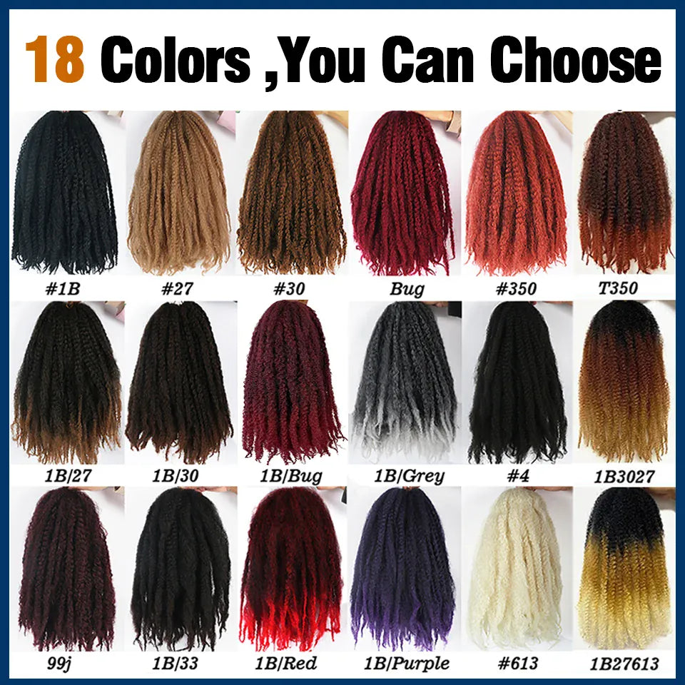 Marley Twist Braiding Hair Pre Stretched 1- 6 Packs Ombre Afro Kinky Curly Crochet Hair for Faux Locs Jumbo Marley Twists Hair