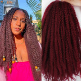 Marley Twist Braiding Hair Pre Stretched 1- 6 Packs Ombre Afro Kinky Curly Crochet Hair for Faux Locs Jumbo Marley Twists Hair
