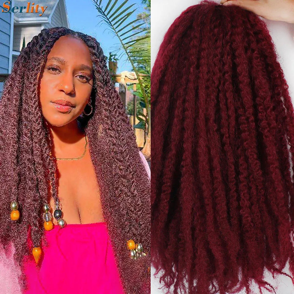 Marley Twist Braiding Hair Pre Stretched 1- 6 Packs Ombre Afro Kinky Curly Crochet Hair for Faux Locs Jumbo Marley Twists Hair