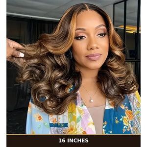 (Matriarch) Honey Blonde Body Wave Bob Human Hair HD Lace Front Wig 13x4, 4/27 Highlight Ombre, 8-18 Inch, Glueless Pre-Plucked