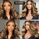 Honey blonde body wave bob wig with ombre highlights, lace front, human hair, 13x4 inch, glueless, pre-plucked from HSF Marketplace