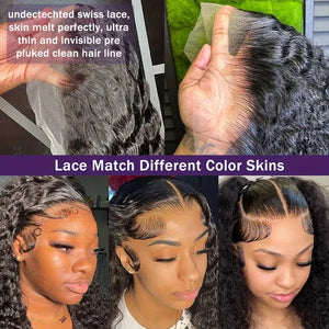 Medium Length Kinky Curly Human Hair Wig Natural Black 13x4 Lace Front Wig Soft Jerry Curly Human Hair Wig With Natural Hairline
