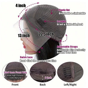 Medium Length Kinky Curly Human Hair Wig Natural Black 13x4 Lace Front Wig Soft Jerry Curly Human Hair Wig With Natural Hairline