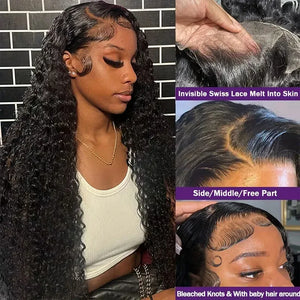 Medium Length Kinky Curly Human Hair Wig Natural Black 13x4 Lace Front Wig Soft Jerry Curly Human Hair Wig With Natural Hairline