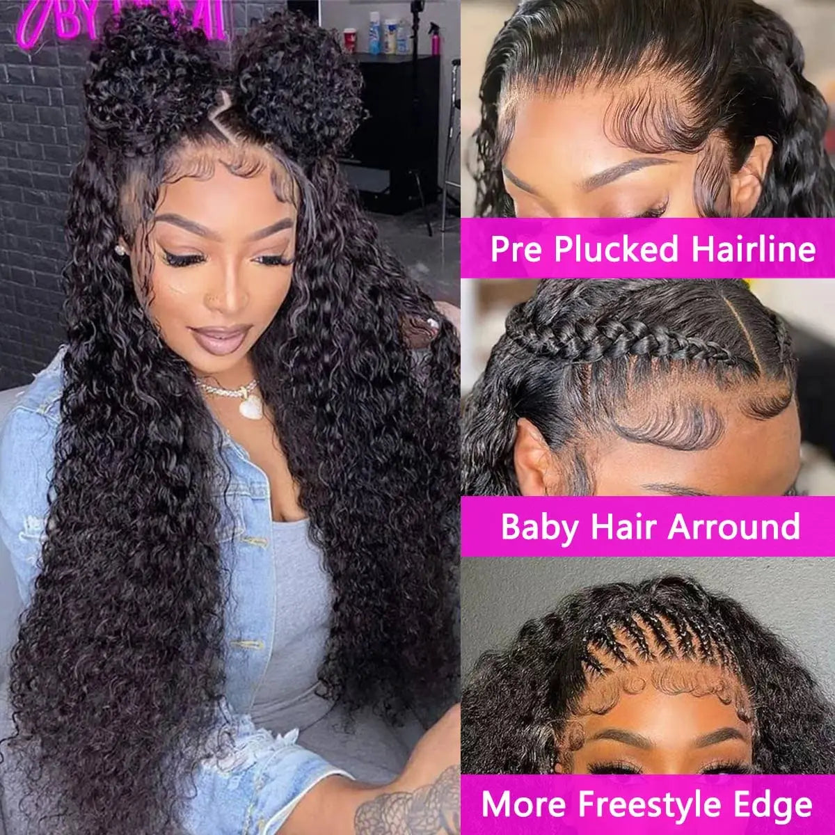(Libertas) Kinky Curly Human Hair Wig 13x4 Lace Front Natural Hairline for Full, Voluminous Curls