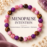 Menopause intention bracelet with tiger’s eye, purple agate, and pink jasper beads by HSF Marketplace