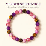 Menopause intention bracelet with tiger’s eye, purple agate, and pink jasper beads by HSF Marketplace