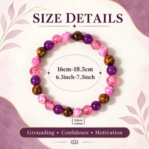 Menopause Intention Bracelet with Tiger’s Eye, Purple Agate & Pink Jasper Beads