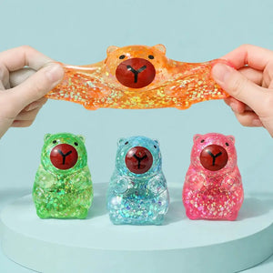 Mini Capybara Squishy Stress Relief Ball, Glitter Maltose Sensory Fidget Toy