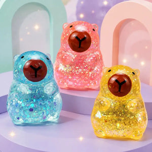 Mini Capybara Squishy Stress Relief Ball, Glitter Maltose Sensory Fidget Toy