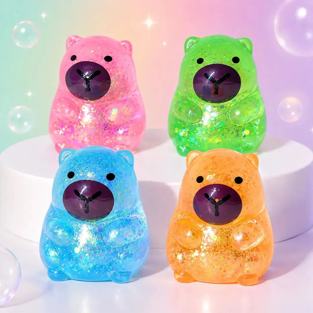 Mini Capybara Squishy Stress Relief Ball, Glitter Maltose Sensory Fidget Toy