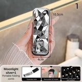 Mini Hair Brush Folding Massage Comb Head Massage Anti-Static Portable Travel Hair Brush Girl Hair Combs With Mirror