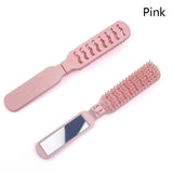 Mini Hair Brush Folding Massage Comb Head Massage Anti-Static Portable Travel Hair Brush Girl Hair Combs With Mirror