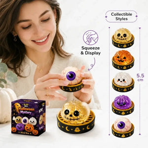 Mini Halloween Squishy Squeeze Toy, 55mm Soft Stress Relief Fidget Figurine for Desk Decor
