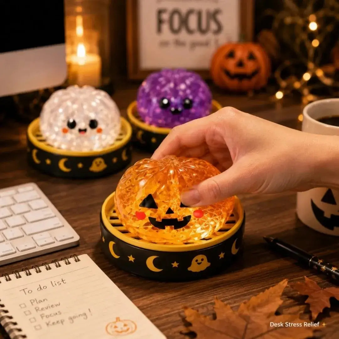 Mini Halloween Squishy Squeeze Toy, 55mm Soft Stress Relief Fidget Figurine for Desk Decor