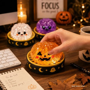 Mini Halloween Squishy Squeeze Toy, 55mm Soft Stress Relief Fidget Figurine for Desk Decor