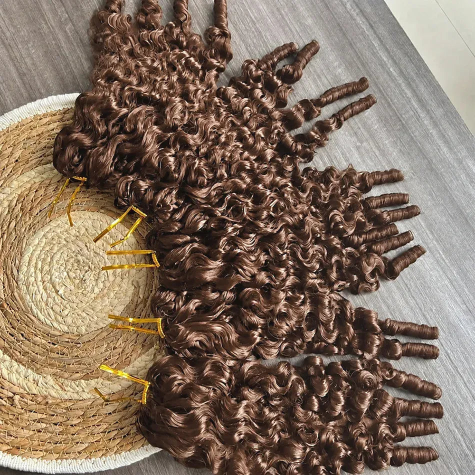 Miracle Knot Feathered Crochet Human Hair For Braiding Boho Braids 100%Raw Human Hair Burmese Curly Human Crochet Hair Extension