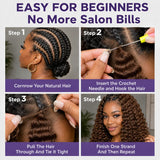 Miracle Knots Chocolate Brown Deep Wave Crochet Human Hair Extensions Lightweight Pre Separated Feather Crochet Braiding Hair Knotless Boho Style