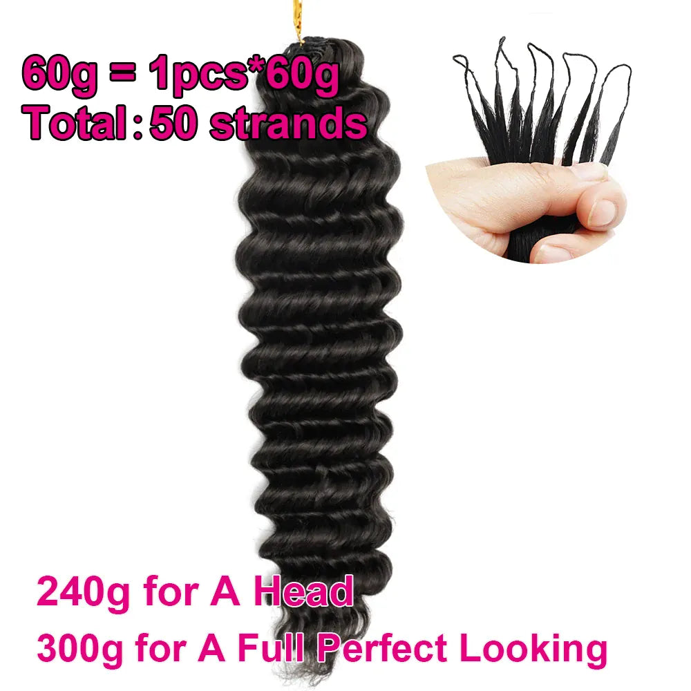 Miracle Knots Crochet Human Hair Deep Wave Bundles Invisible Knot Burmese Curly Boho Braids Crochet Human Hair Extensions 16-20 Inch Pre-Separated Reusable Feathered Human Crochet Curly 100% Human Hair For Black Women Lightwe