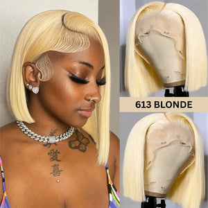(Mission) Silver Grey Bob Human Hair HD Lace Front Wig 13x6, Brazilian Hair, Pre-Plucked, Transparent Lace