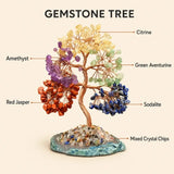 Mixed gemstone crystal bonsai tree, natural stone Feng Shui home decor for positive energy by HSF Marketplace