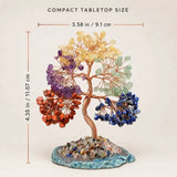 Mixed gemstone crystal bonsai tree with natural stones for feng shui home decor