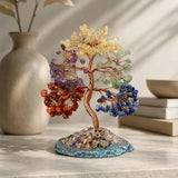 Mixed gemstone crystal bonsai tree with natural stones for positive energy home decor