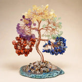 Mixed gemstone crystal bonsai tree with natural stones for feng shui home decor