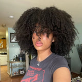 Mongolian Afro Kinky Curly Human Hair Wig with Bangs Wear to go Glueless Wig Remy Brazilian