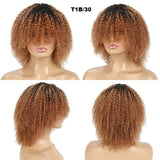 Afro Kinky Curly Human Hair Wig with Bangs Glueless Wear and Go Mongolian Remy Hair Short Style
