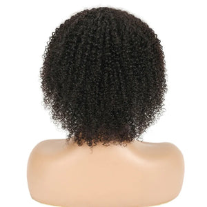 Mongolian Afro Kinky Curly Human Hair Wigs With Bangs Wear To Go Glueless Wig Remy Brazilian Short Curly Bangs Wig Human Hair
