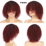 Afro Kinky Curly Human Hair Wig with Bangs Glueless Wear and Go Mongolian Remy Hair Short Style