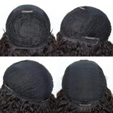 Afro Kinky Curly Human Hair Wig with Bangs Glueless Wear and Go Mongolian Remy Hair Short Style