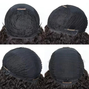 Mongolian Afro Kinky Curly Human Hair Wigs With Bangs Wear To Go Glueless Wig Remy Brazilian Short Curly Bangs Wig Human Hair