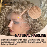 Moonlass Meteorite Ash Blonde Kinky Curly 100% Human Hair Wig Hair Confidence Boost 13x6 Upgrade Nude Lace Wigs 210% Density Wig