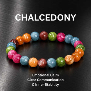 Multi-Color Chalcedony Natural Stone Bead Bracelet Elastic Stretch Gemstone Jewelry