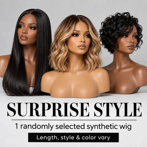 Mystery Synthetic Wig – One Random Wig in a Surprise Style & Color