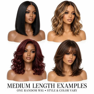 Mystery Synthetic Wig – One Random Wig in a Surprise Style & Color