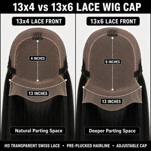 (Myth Jaded) Straight Human Hair HD Lace Front Wig 13x4 or 13x6, Brazilian Hair, 200% Density, Pre-Plucked, 18–46 Inch