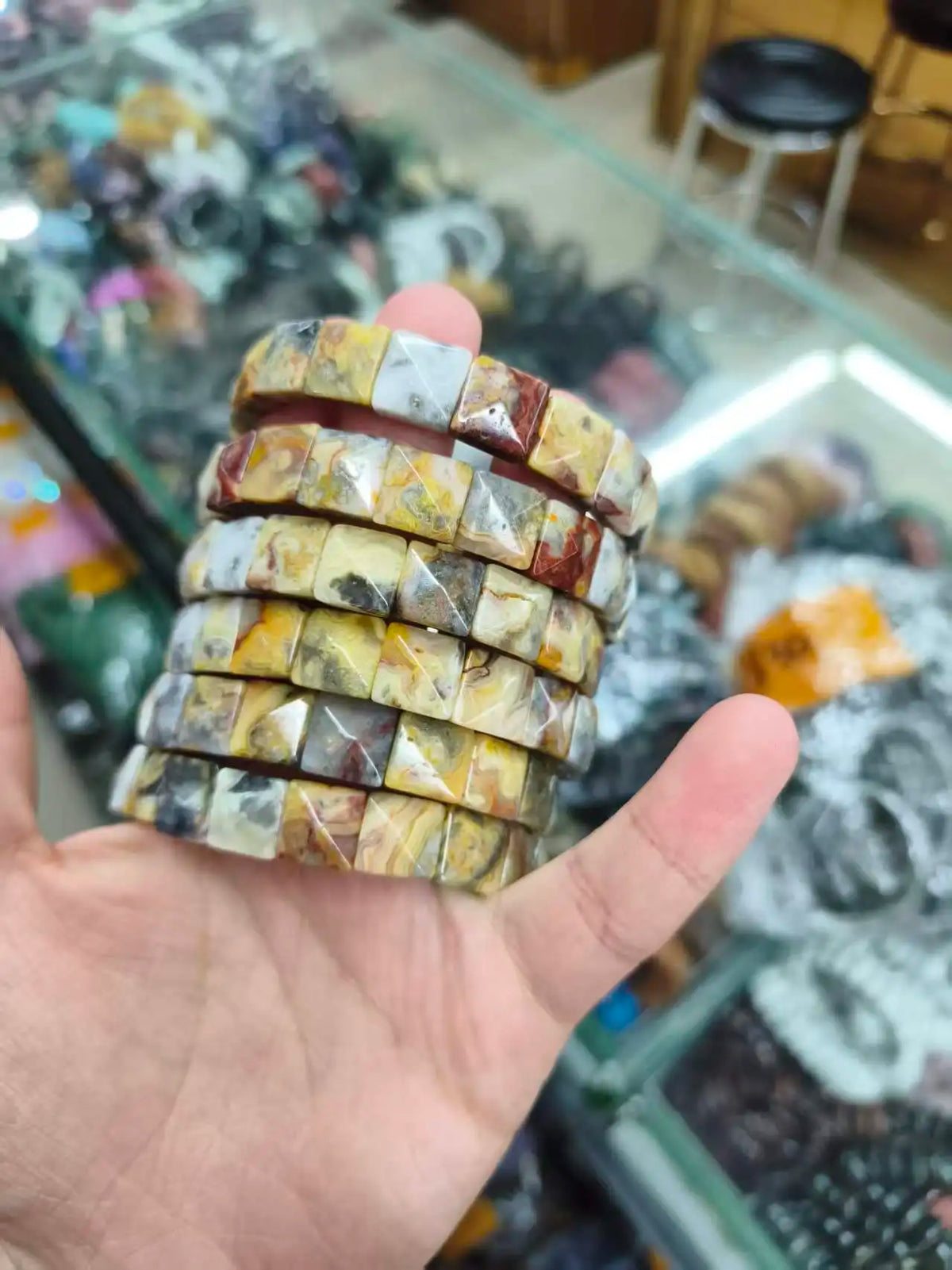 Natural 10x10mm square Shape Faceted Stone Orange Garnet Citrine Agate Amethyst Bracelets Bangles Energy for Women Wholesale