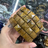 Natural 10x10mm square Shape Faceted Stone Orange Garnet Citrine Agate Amethyst Bracelets Bangles Energy for Women Wholesale