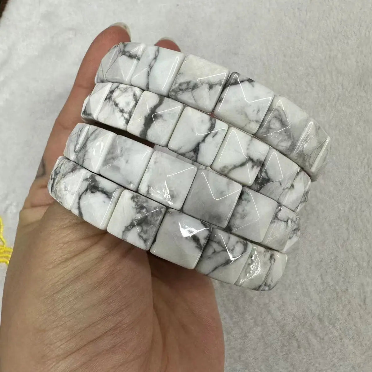 Natural 10x10mm square Shape Faceted Stone Orange Garnet Citrine Agate Amethyst Bracelets Bangles Energy for Women Wholesale