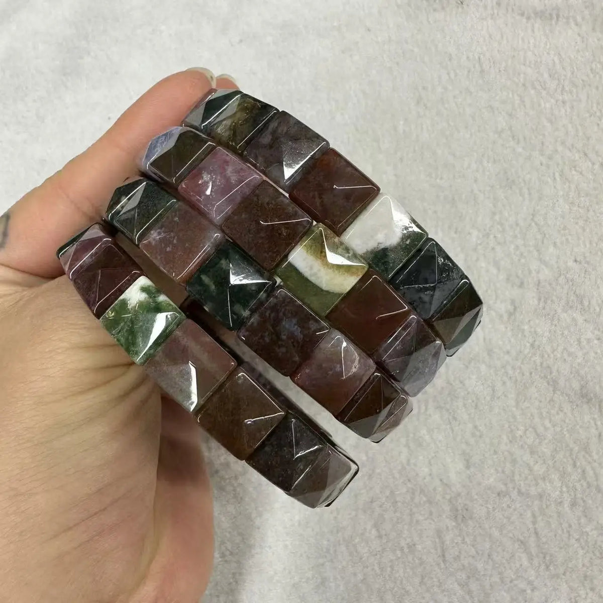 Natural 10x10mm square Shape Faceted Stone Orange Garnet Citrine Agate Amethyst Bracelets Bangles Energy for Women Wholesale