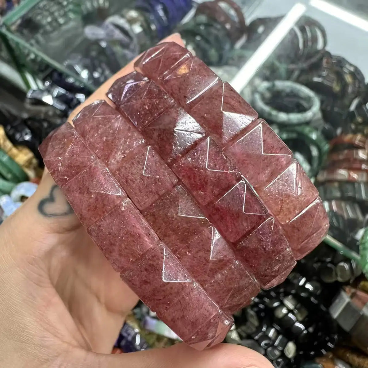 Natural 10x10mm square Shape Faceted Stone Orange Garnet Citrine Agate Amethyst Bracelets Bangles Energy for Women Wholesale