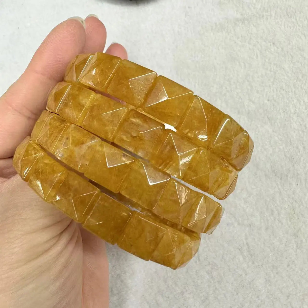 Natural 10x10mm square Shape Faceted Stone Orange Garnet Citrine Agate Amethyst Bracelets Bangles Energy for Women Wholesale