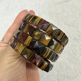 Natural 10x10mm square Shape Faceted Stone Orange Garnet Citrine Agate Amethyst Bracelets Bangles Energy for Women Wholesale
