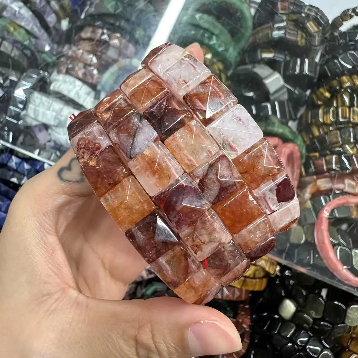 Natural 10x10mm square Shape Faceted Stone Orange Garnet Citrine Agate Amethyst Bracelets Bangles Energy for Women Wholesale