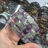 Natural 10x10mm square Shape Faceted Stone Orange Garnet Citrine Agate Amethyst Bracelets Bangles Energy for Women Wholesale