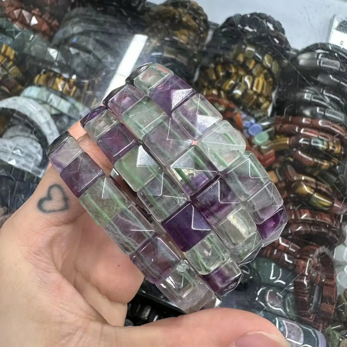 Natural 10x10mm square Shape Faceted Stone Orange Garnet Citrine Agate Amethyst Bracelets Bangles Energy for Women Wholesale
